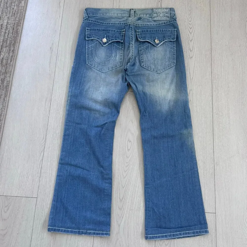 Vintage Y2K Made in USA True Religion Joey Distressed Bootcut Low Rise Jeans 32
